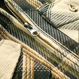 Noddy Full Sleeves Checked Hooded Zipper Shacket - Off White image 4
