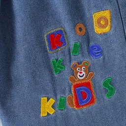 Kookie Kids Full Length Text Embroidered & Checks Detailing Jeans - Blue image 5