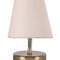 Devansh White Jute Round Metal Gold Table Lamp image 5
