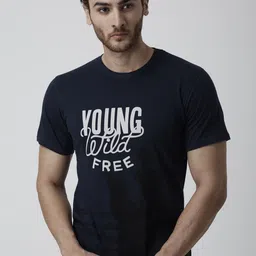 YAK YAK Men Navy Blue Printed Round Neck T-shirt-picture-23