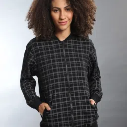 Campus Sutra Black Abstract Print Jacket image 1