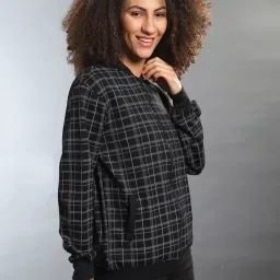 Campus Sutra Black Abstract Print Jacket image 4