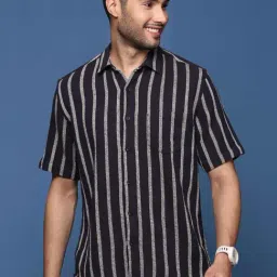 showoffff Showoff Navy Cotton Slim Fit Striped Shirt-picture-22