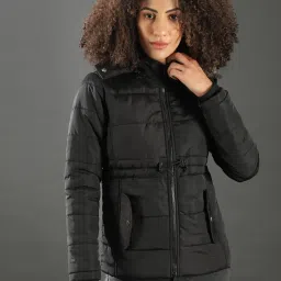 Campus Sutra Black Quilted Jacket image 1