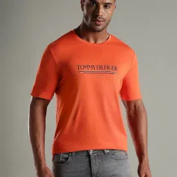 TOMMY HILFIGER Orange Logo Regular Fit Cotton T-Shirt-picture-26