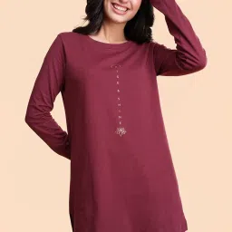 Enamor Red Cotton Graphic Print Sleep Tee image 1