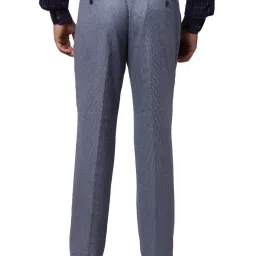 Park Avenue Blue Regular Fit Self Pattern Trousers image 2
