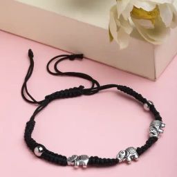 Panash Silver Toned & Black German Silver Charm Bracelet-picture-10