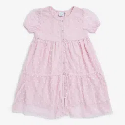 HOP Kids by Westside Pink Floral Embroidered Tiered Dress-image-38