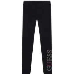 Guess Kids Black Embellished Logo Regular Fit Leggings image 1