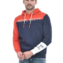 NUMERO UNO Navy & Red Regular Fit Hooded Sweatshirt image 1