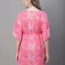Claura Pink Printed Beachwear Kaftan image 2