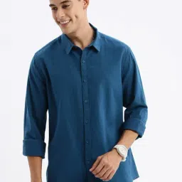 showoffff Showoff Teal Blue Cotton Slim Fit Shirt-picture-31