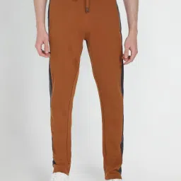 U.S. Polo Assn. Brown Cotton Regular Fit Colour- Block Joggers image 1