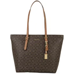 CALVIN KLEIN Brown SERAFINA Logo Tote image 1