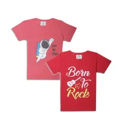 Vimal Jonney Kids Red & Pink Printed T-Shirt (Pack of 2)-picture-35
