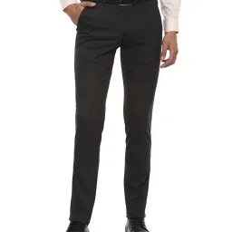 Van Heusen Brown Slim Fit Flat Front Trousers image 1