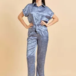 Sweet Dreams Blue Printed Shirt Pyjamas Set image 1