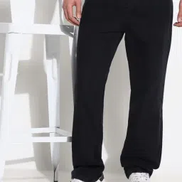 SHOWOFF Black Straight Fit Solid Jeans-image-35