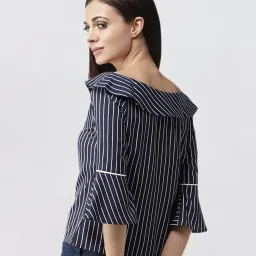 Style Quotient Navy Striped Top image 3