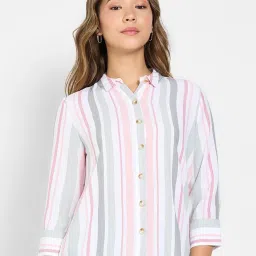 Honey By Pantaloons Seagrass Regular Fit Striped Shirt image 1