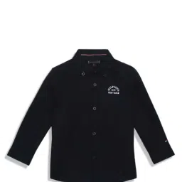 Tommy Hilfiger Boys Blue Solid Regular Shirt-image-68