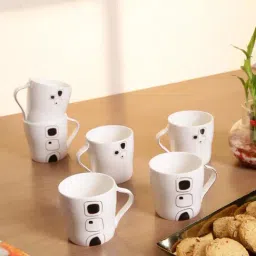 Goodhomes White Porcelain Coffee Mugs (150 ml) - Set of 6-picture-25