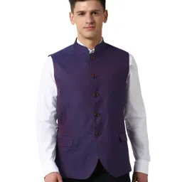 Peter England Purple Self Print Nehru Jacket-picture-12