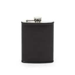 Home4U Black Stainless Steel Hip Flask With Leather Sheath image 2