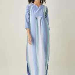 The Kaftan Company Blue Cotton Printed Kaftan image 1