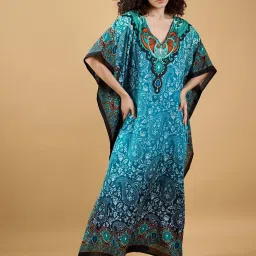The Kaftan Company Blue Printed Kaftan image 1