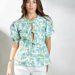 VIRGIO Multi Cotton Floral Short Sleeves Top image 1