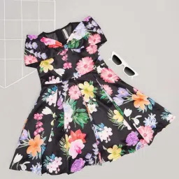 Pantaloons Junior Girls Jet Black Floral Casual Dresses-image-97