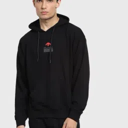 Bewakoof Black Regular Fit Printed Hooded Sweatshirt-picture-32