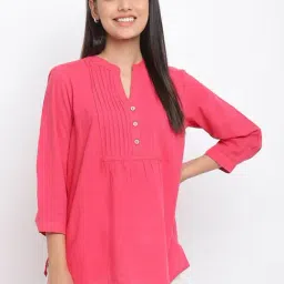 Fabindia Pink Cotton Woven Pattern Tunic-image-61