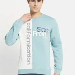 Octave Sky Blue Round Neck Regular Fit Sweatshirt-image-41