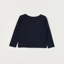 Juniors by Lifestyle Navy & White Cotton Printed Full Sleeves T-Shirt image 2