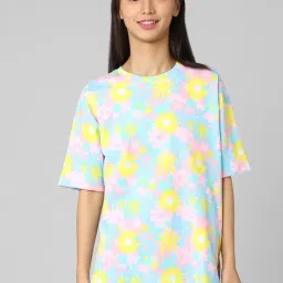 Only Multicolor Cotton Printed T-Shirt-image-41