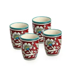 ExclusiveLane Hand-painted Multicolor Ceramic Coffee Mugs - Set of 4 (280ml)-image-17