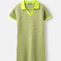 United Colors of Benetton Girls Green Cotton Textured Dress-picture-38
