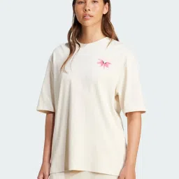 Adidas Originals White Cotton Oversized Printed Sports T-Shirt image 1