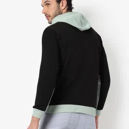Campus Sutra Sea Green & Blue Cotton Regular Fit Hooded Sweatshirt image 2