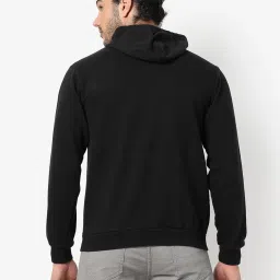 Campus Sutra Black Cotton Regular Fit Printed Hooded Sweatshirt image 2