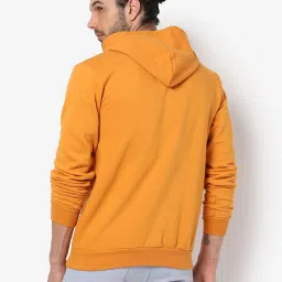 Campus Sutra Mustard Cotton Regular Fit Printed Hooded Sweatshirt image 2