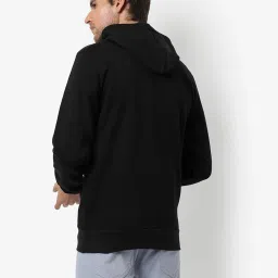 Campus Sutra Black Cotton Regular Fit Printed Hooded Sweatshirt image 2