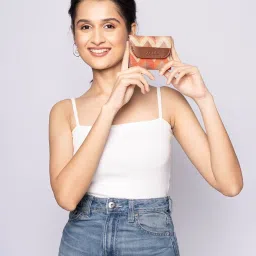 ZOUK Tidal Wave Orange Printed Tri-Fold Wallet for Women image 2