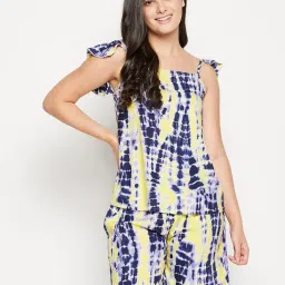 Clovia Blue Printed Top Shorts Set image 1