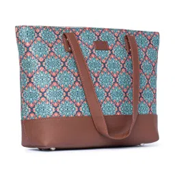 ZOUK Kolkata Nouveau Green Printed Tote Handbag image 2