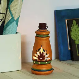 VarEesha Earthen Sparkle Orange Terracotta Hanging Lantern Lamp Tea Light image 2