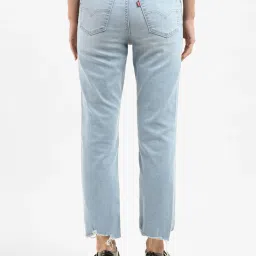 Levi's 724 Light Blue Distressed Straight Fit High Rise Jeans image 2
